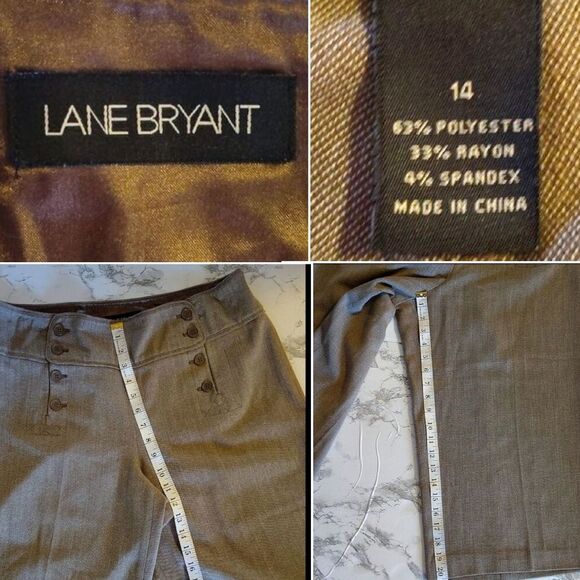 Lane Bryant Y2K Brown Sailor Front High Rise Wide Leg Capri Pants Plussize 14 - Picture 13 of 14